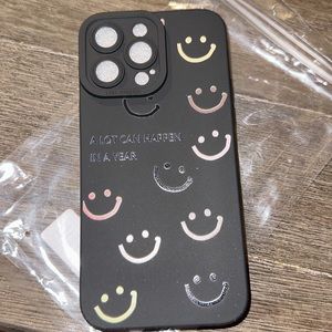Iphone 📱 14 plus black rubber cellphone case smiles 😊 sale